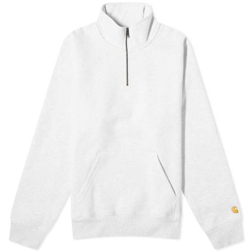 カーハート ダブリューアイピー チェイス クルー スウェット ヘザー ゴールド スウェットトレーナー & メンズ 【 CARHARTT WIP CARHARTT WIP CHASE NECK ZIP CREW SWEAT / ASH HEATHER & GOLD 】 メンズファッショ