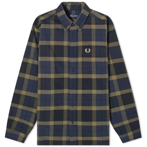 tbhy[  O[ Y y FRED PERRY FRED PERRY TARTAN SHIRT / UNIFORM GREEN z Yt@bV gbvX