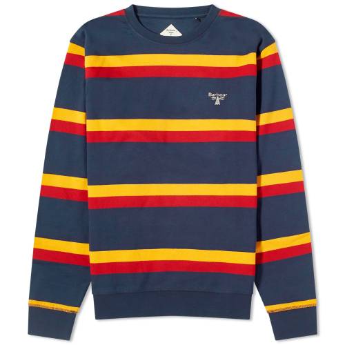 バブアー ストライプ クルー スウェット 紺色 ネイビー B.BEACON スウェットトレーナー メンズ 【 BARBOUR LORTON STRIPE CREW SWEAT / NAVY 】 メンズファッション トップス ニット セーター