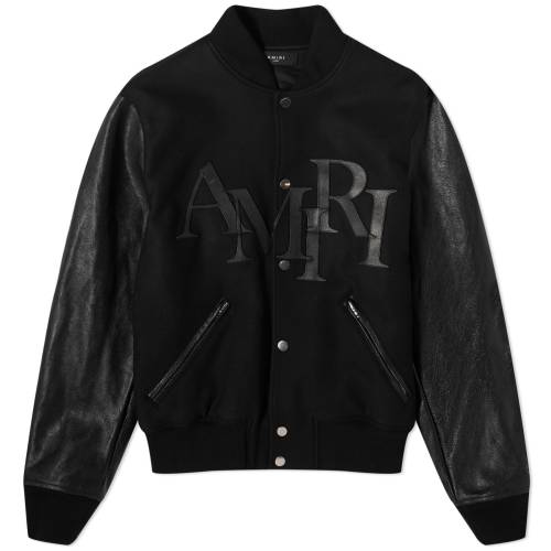 アミリ ロゴ ジャケット 黒色 ブラック メンズ 【 AMIRI STAGGERED LOGO VARSITY JACKET / BLACK 】 メンズファッション コート