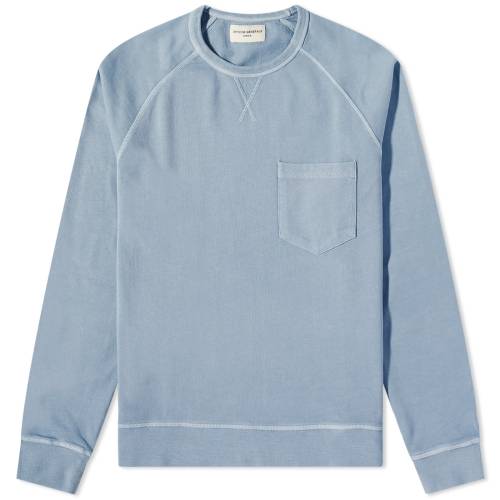 オフィシンジェネラル クリス クルー スウェット 青色 ブルー GéNéRALE スウェットトレーナー メンズ 【 OFFICINE GENERALE OFFICINE CHRIS PIGMENT DYED CREW SWEAT / STORM BLUE 】 メンズファッション トップス