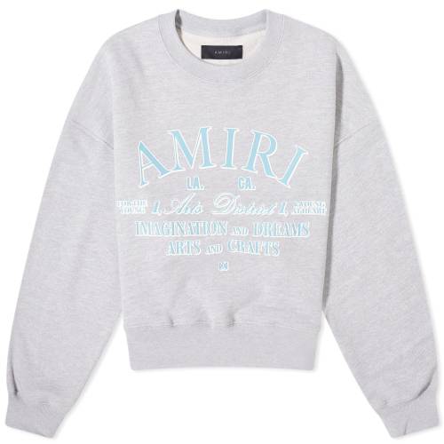 アミリ クルー スウェット ヘザー 灰色 グレー スウェットトレーナー レディース 【 AMIRI ARTS DISTRICT CROPPED CREW SWEAT / HEATHER GREY 】 レディースファッション トップス ニット セーター