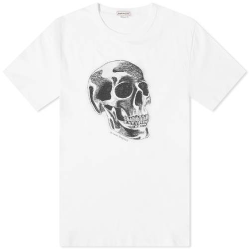 アレキサンダーマックイーン Tシャツ 白色 ホワイト メンズ 【 ALEXANDER MCQUEEN ALEXANDER MCQUEEN METALLIC SKULL PRINT T-SHIRT / WHITE 】 メンズファッション トップス カットソー