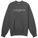 クラブ クルー スウェット 黒色 ブラック 白色 ホワイト & スウェットトレーナー メンズ 【 SPORTY & RICH SPORTY RICH NY HEALTH CLUB CREW SWEAT / FADED BLACK & WHITE 】 メンズファッション トップス ニット セ