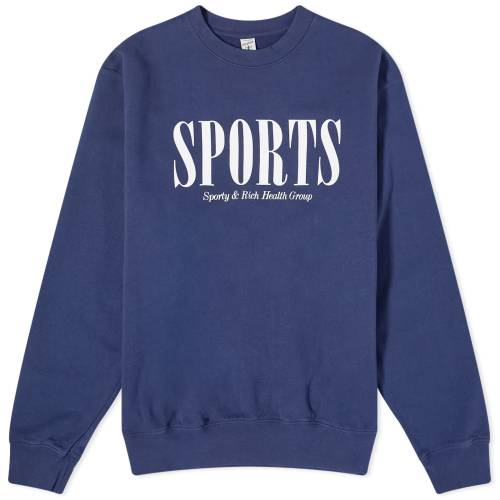 クルー スウェット 紺色 ネイビー 白色 ホワイト & スウェットトレーナー メンズ 【 SPORTY & RICH SPORTY RICH SPORTS CREW SWEAT / NAVY & WHITE 】 メンズファッション トップス ニット セーター