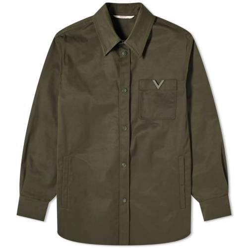 ヴァレンティノ ロゴ オリーブ メンズ 【 VALENTINO V LOGO OVERSHIRT / OLIVE 】 メンズファッション トップス