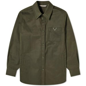 ヴァレンティノ ロゴ オリーブ メンズ 【 VALENTINO V LOGO OVERSHIRT / OLIVE 】 メンズファッション トップス