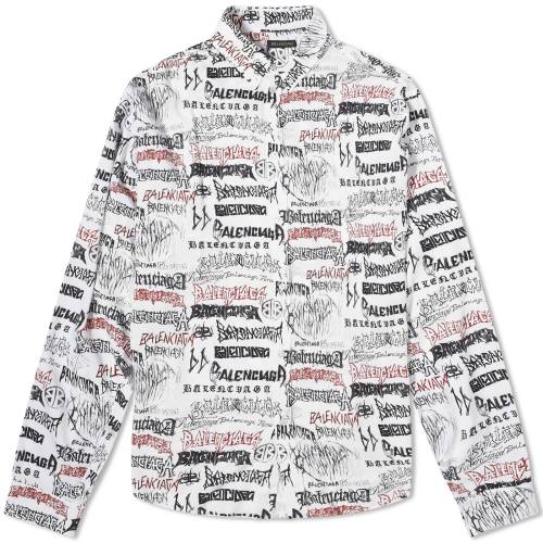 バレンシアガ メタル ロゴ 白色 ホワイト メンズ 【 BALENCIAGA METAL REPEAT LOGO SHIRT / WHITE 】 メンズファッション トップス