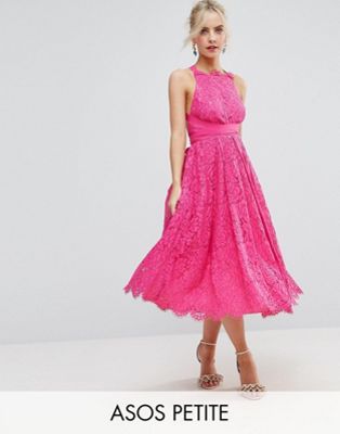 【★スーパーSALE★6/11深夜2時迄】【あす楽】ASOS エイソス PETITE 小さいサイズ SALON Exclusive Lace Halter Pinny Midi Prom Dress ドレス ワンピース