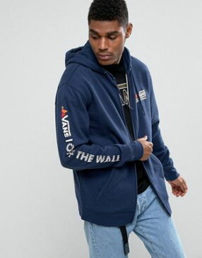 青 キャンプ ブルー アーム イン プリント パーカー 男性用 メンズ バンズ フーディー メンズファッション ピーク 【 VANS BLUE PEAK CAMP HOODIE WITH ARM PRINT IN VA36KULKZ 】