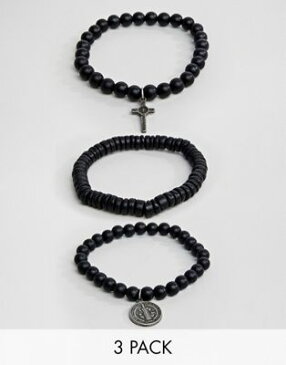 アルド ALDO 黒 ブラック アクセサリー チャーム イン パック メンズ 男性用 ブレスレット メンズジュエリー 【 BLACK BRACELETS WITH CHARMS IN 3 PACK 】