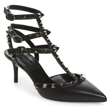 ポンプ 黒 ブラック レザー 'ROCKSTUD' シューズ 靴 パンプス レディース靴 【 PUMP BLACK VALENTINO GARAVANI TSTRAP LEATHER 】