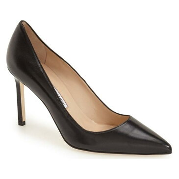 ポンプ 黒 ブラック レザー シューズ レディース靴 パンプス 靴 【 PUMP BLACK MANOLO BLAHNIK BB LEATHER 】