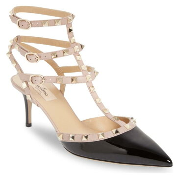 トー ポンプ ブラック 黒 ブラッシュ パテント シューズ 靴 レディース靴 パンプス 【 PUMP VALENTINO GARAVANI ROCKSTUD POINTY TOE BLACK BLUSH PATENT 】