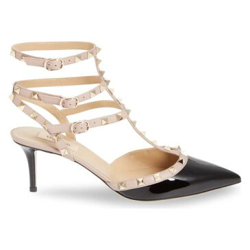 トー ポンプ ブラック 黒 ブラッシュ パテント シューズ 靴 レディース靴 パンプス 【 PUMP VALENTINO GARAVANI ROCKSTUD POINTY TOE BLACK BLUSH PATENT 】
