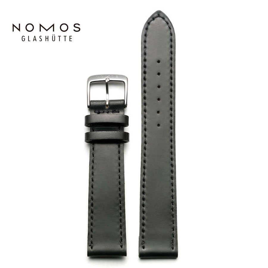 NOMOS Glashutte ノモスグラスヒュッテ 交換ベルト ホーウィン社 シェルコードバン ブラック Horween Genuine Shell Cordovan black genuine strap ストラップ 革ベルト レザー コードバン 黒