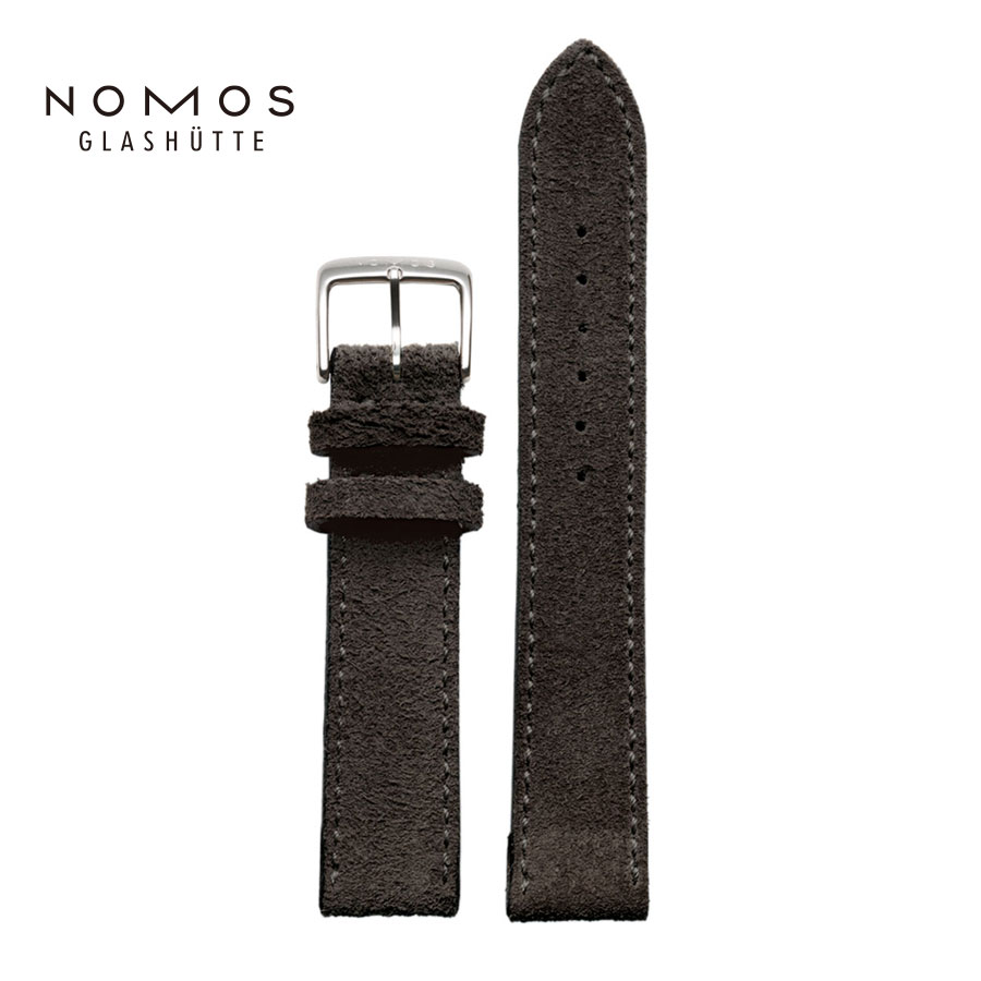 NOMOS Glashutte ノモスグラスヒュッテ 交換ベルト ベロア レザー ダークグレー アンスラサイト Velour Leather anthracite genuine strap ストラップ 革ベルト