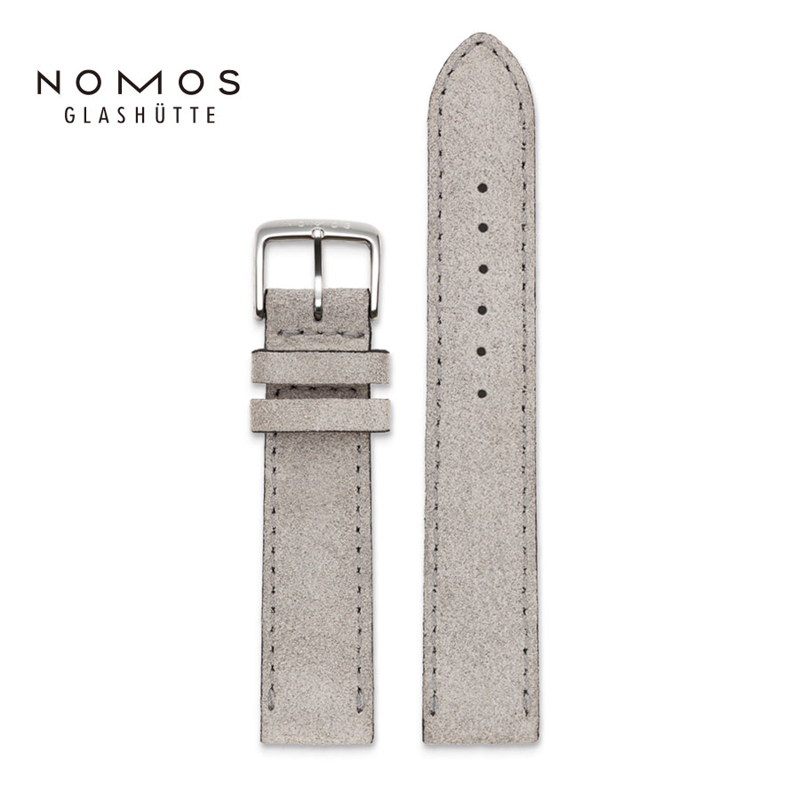 NOMOS Glashutte ノモスグラスヒュッテ 交換ベルト ベロア レザー グレー Velour Leather gray genuine strap ストラップ 革ベルト