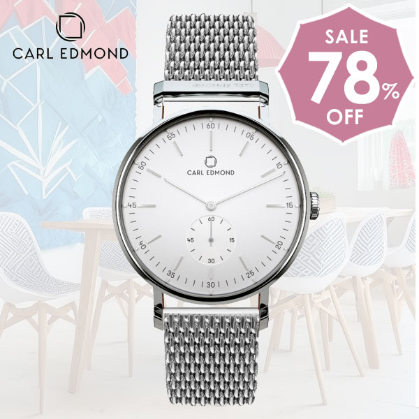 【楽天スーパーSALE★78％OFF】カールエドモンド CARL EDMOND リョーリットRyolit 36mm [ ペアウォッチ ユニセックス メンズ レディース 腕時計 スウェーデン 北欧 ブランド 人気 スイス製 シルバー ホワイト メッシュ ベルト ラウンド シンプル CER3601-M18