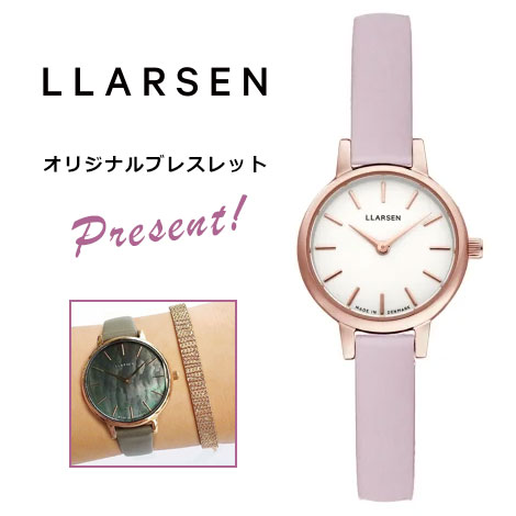 【オリジナルアクセサリープレゼント】LLARSEN Lykke (LW45) Rose gold with pink leather strap Made in Denmark 正規輸入代理店 エルラーセン 北欧 ミニマル シンプル ベーシック ペアウォッチ　ローズゴールド　ピンク　腕時計　145RWRL 1