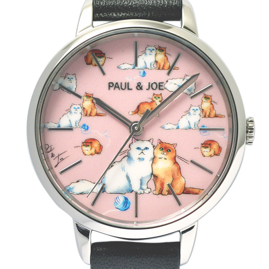 PAUL & JOE ポールアンドジョー Playing with a Ball of Wool ピンク シルバー グレー 腕時計 レディース ジプシー ヌネット Gipsy Nounette ネコ 猫 おしゃれ オシャレ かわいい 水彩 母の日 ギフト プレゼント PJ7027-44WC　雑誌掲載