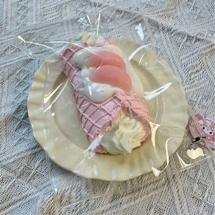 もちとろスクイーズ カンノーリ スイーツ 生クリームワッフル お菓子 袋のまま ワッフル ケーキ アイスクリーム リアル もちもち 柔らかい とろふわ 触感 もちとろスクイーズ 粘着 ねっとり 水感 感触 触り心地 かわいい 韓国 SNS ストレス解消 シリコン josho-shop5-10005805 JOSHOショップ サンプル画像3
