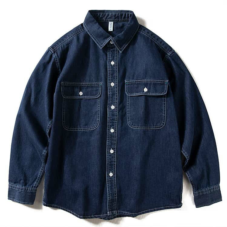胸ポケット付き アメカジ デニムシャツ シャツ ライトアウター デニム シャツ シンプル 柔らか 長袖 デニムシャツ デニム カジュアルシャツ ゆったり 大きいサイズ 紳士 3