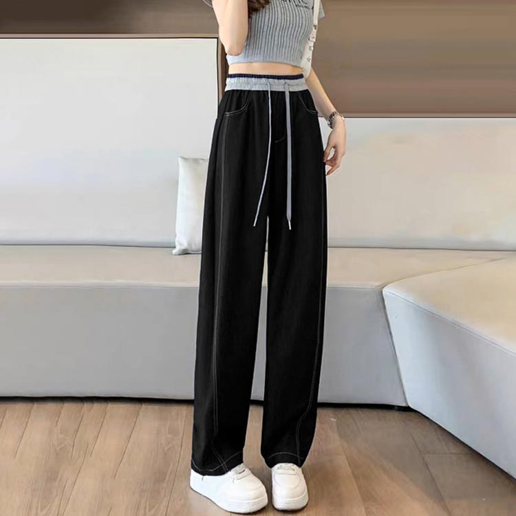 ボトムス パンツ ロングパンツ レディース ジーパン ウエストゴム デニム ゆったり 美脚 ストレート デニム ワイドパンツ Gパン ジーンズ 体型カバー カジュアル