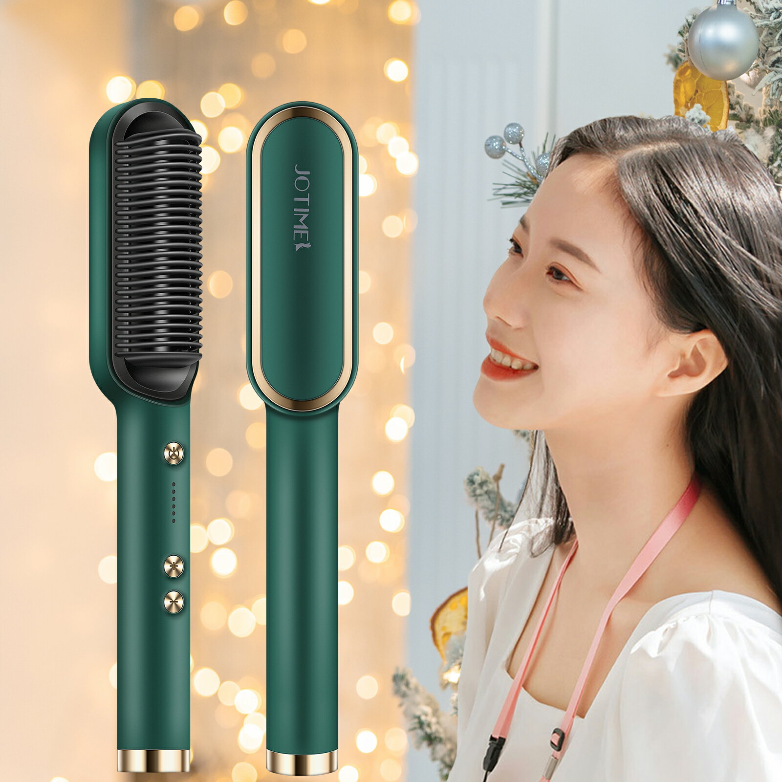 【一年保証】★公式！Jotimei(ジョティメイ)！ 2000万個以上のマイナスイオン 朝2分とかすだけで呆毛対策 ヘアアイロン 海外対応 ストレートブラシ 30秒 急速加熱 9段温度調整 2way カール ヘアアイロンブラシ プレゼントのサムネイル