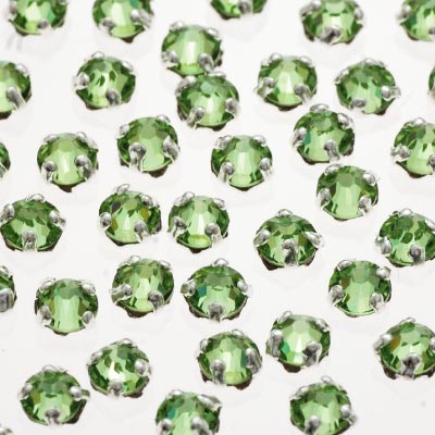 爪付き 円形クリスタル 3mm Peridot ＜10個入り＞