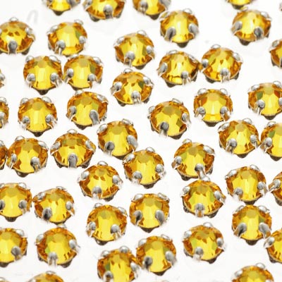 爪付き 円形クリスタル 3mm Lt. Topaz ＜10個入り＞