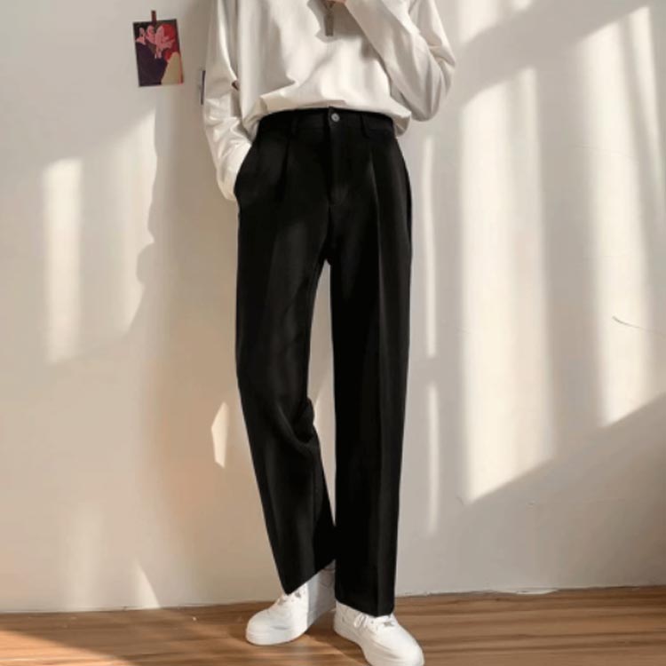 春夏用 無地 シワになりにくい カジュアルパンツ 接触冷感 メンズ 通気 シンプル スーツパンツ スラックス ビジネスパンツ 通勤 通学 大きいサイズ オールシーズン ブラック グレー