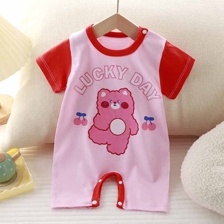 ベビー服 カバーオール ベビーパジャマ 半袖 綿　コットン アニマル柄 パジャマ ルームウェア 夏服 薄手 可愛い 肌着 下着 涼しい 寝間着 男女兼用 赤ちゃん かわいい 出産準備 出産祝い 贈り物 お祝い ギフト プレゼント 送料無料 2