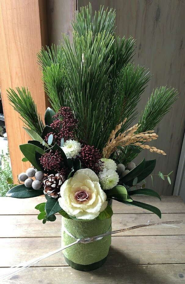 お正月の竹筒アレンジ+お正月のお飾り1つのセット