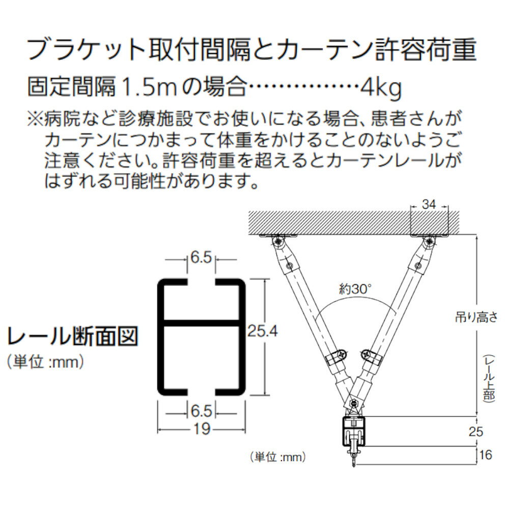 TOSO ニューリブ 品名：カーブレール【カーテン 天井 壁 病院 入院 内装 diy リフォーム】