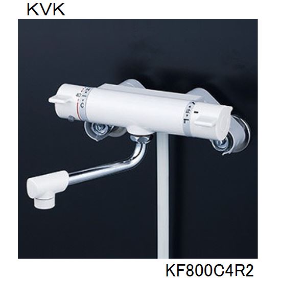 Rakuten - KVK 浴室用 KF800C4R2 サーモスタット式シャワー（ホワイト色）　240mmパイプ付