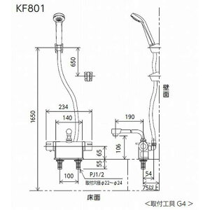 【楽天市場】KVK 浴室用 KF801 デッキ形サーモスタット式シャワー：ジュールプラス楽天市場店