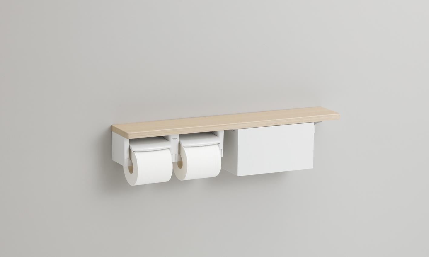 収納 トイレットペーパー おしゃれ DIY TOTO 紙巻器一体型 木製手すり 棚タイプ (収納付) YHB63NBR 全3色