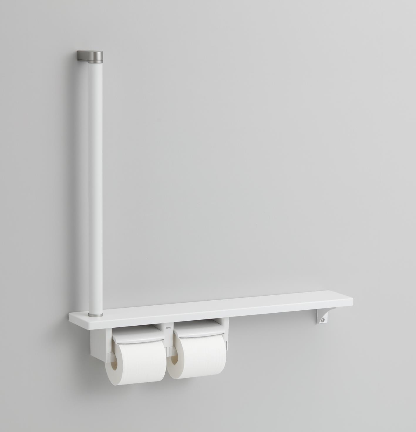 収納 トイレットペーパー おしゃれ DIY TOTO 紙巻器一体型 木製手すり 棚一体タイプ (収納なし) YHB63FR 左右兼用 全3色 ※手すり・棚板カラーをお選びくださいのサムネイル