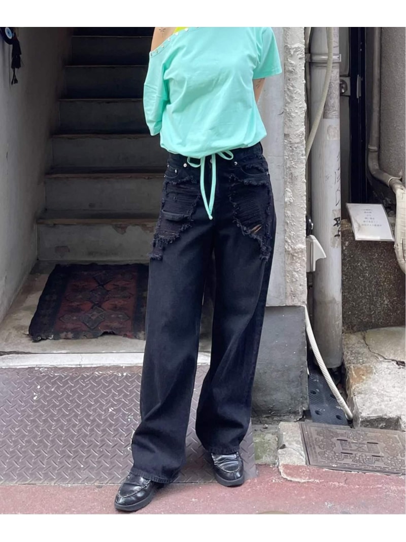 ブロークンダメージデニムパンツ Oriens JOURNAL STANDARD オリエンス ジャーナルスタンダード パンツ ジーンズ・デニムパンツ ブラック
