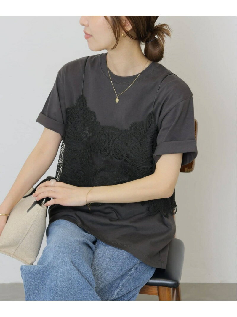 《2枚セット》レーシービスチェセットTEE JOURNAL STANDARD relume ジャーナル スタンダード レリューム トップス カットソー・Tシャツ ホワイト ブラック グレー