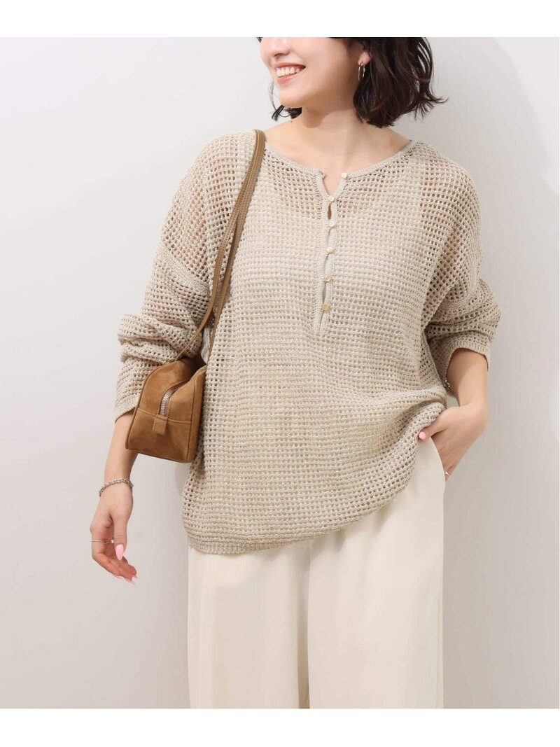 Rakuten - ミックスメッシュ2WAYヘンリープルオーバー JOURNAL STANDARD relume ジャーナル スタンダード レリューム トップス ニット ベージュ ブラック【送料無料】[Rakuten Fashion]