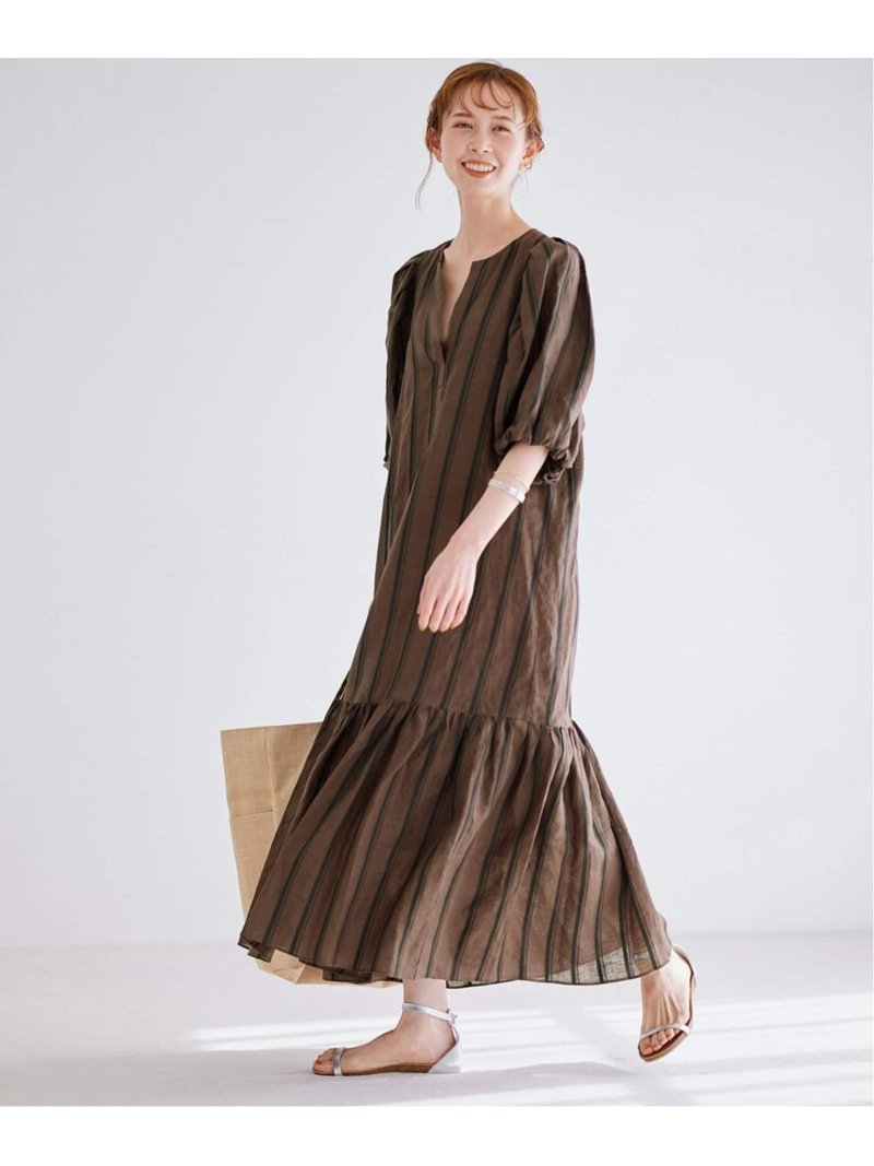 《WEB限定追加予約》ヨーロピアンドビーストライプワンピース JOURNAL STANDARD ジャーナル スタンダード ワンピース・ドレス ワンピース ブラウン【先行予約】*【送料無料】[Rakuten Fashion]のサムネイル