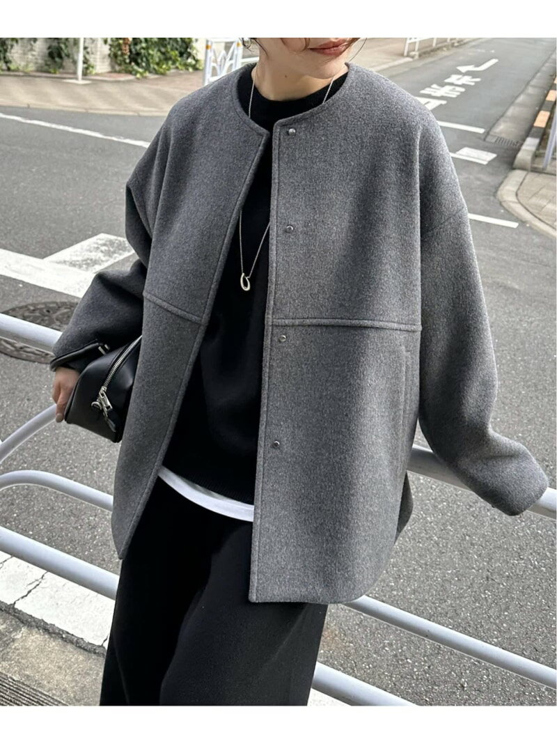 《追加予約3》スーパー140ビーバーノーカラーショートコート JOURNAL STANDARD ジャーナル スタンダード ジャケット・アウター その他のジャケット・アウター グレー ベージュ【先行予約】*【送料無料】[Rakuten Fashion]のサムネイル