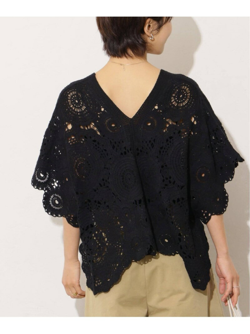 Rakuten - 《WEB限定追加予約》【TORRAZZO DONNA/トラッゾドンナ】クロシェポンチョ JOURNAL STANDARD relume ジャーナル スタンダード レリューム トップス ニット ブラック ホワイト【先行予約】*【送料無料】[Rakuten Fashion]