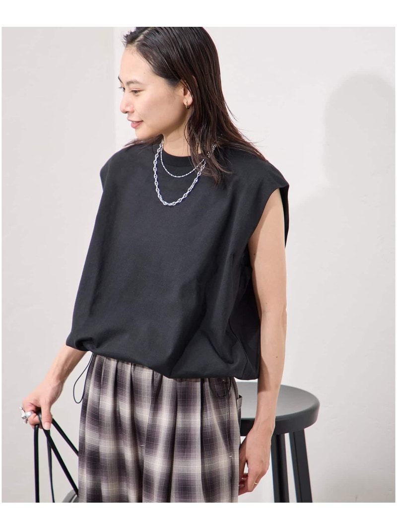 樂天商城 - 《追加2》シャーリングノースリーブTシャツ JOURNAL STANDARD ジャーナル スタンダード トップス カットソー・Tシャツ ブラック ホワイト ブラウン【送料無料】[Rakuten Fashion]