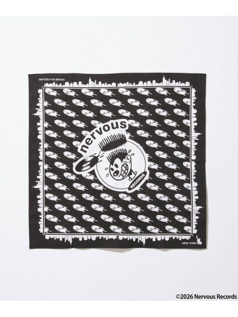 《予約》Nervous Records / ナーヴァス・レコーズ * JOURNAL STANDARD バンダナ JOURNAL STANDARD ジャーナル スタンダード ファッション雑貨 スカーフ・バンダナ ブラック ブルー【先行予約】*[Rakuten Fashion]