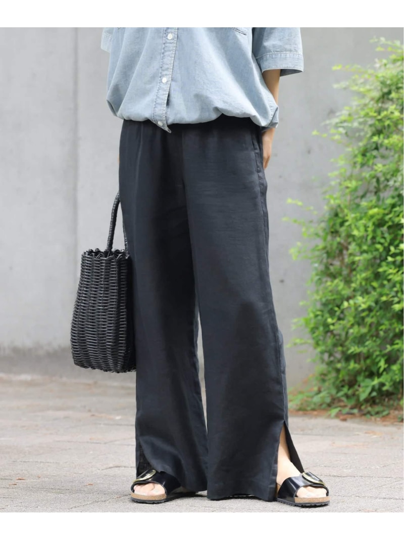 《一部WEB限定追加2》麻スリットイージーパンツ JOURNAL STANDARD relume ジャーナル スタンダード レリューム パンツ その他のパンツ ネイビー ベージュ イエロー ブラウン ピンク ブラック ブルー【送料無料】[Rakuten Fashion]