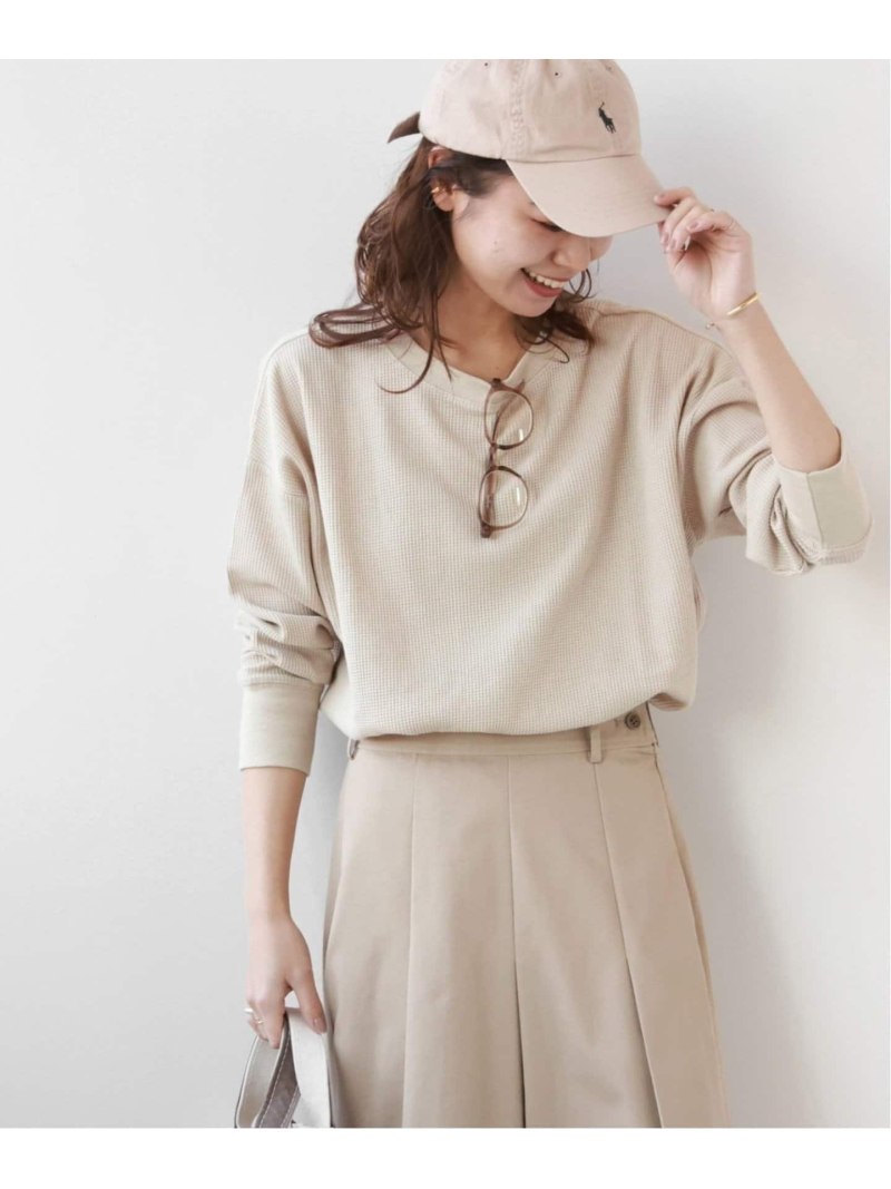 《追加》TCワッフルオーバーサイズロングスリーブTシャツ JOURNAL STANDARD relume ジャーナル スタンダード レリューム トップス カットソー・Tシャツ ベージュ ホワイト グレー ピンク[Rakuten Fashion]のサムネイル