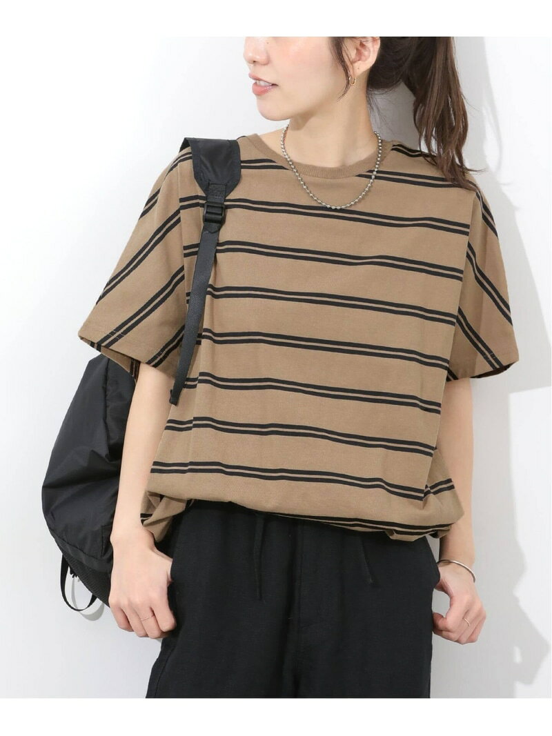 《追加3》フレンチスリーブボーダーTシャツ JOURNAL STANDARD relume ジャーナル スタンダード レリューム トップス カットソー・Tシャツ ベージュ ネイビー【送料無料】[Rakuten Fashion]